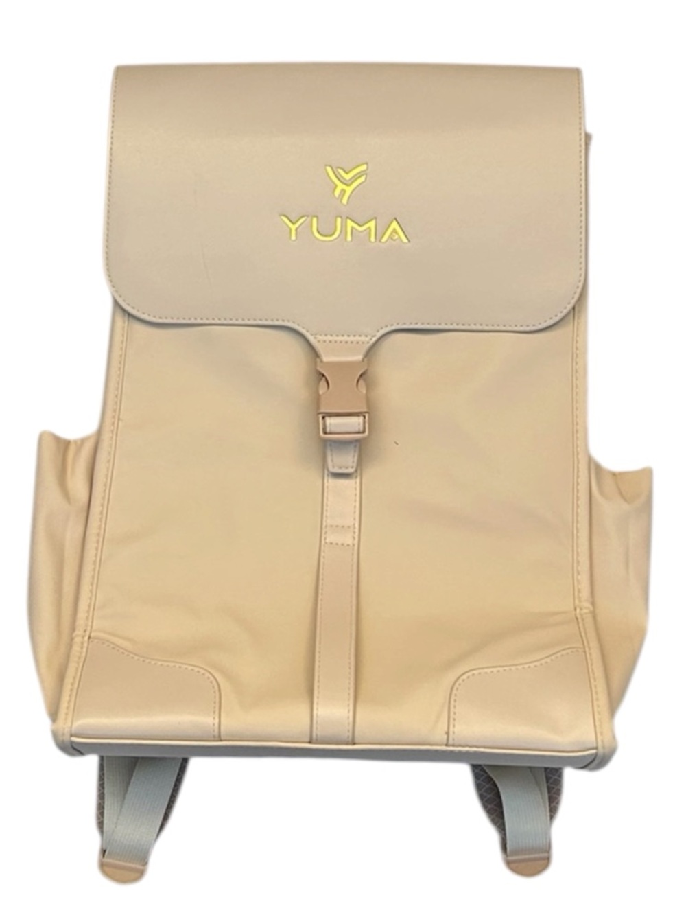 YUMA “ The Goodie Bag “Adjustable straps Buckled Front Flap Beige Backpack